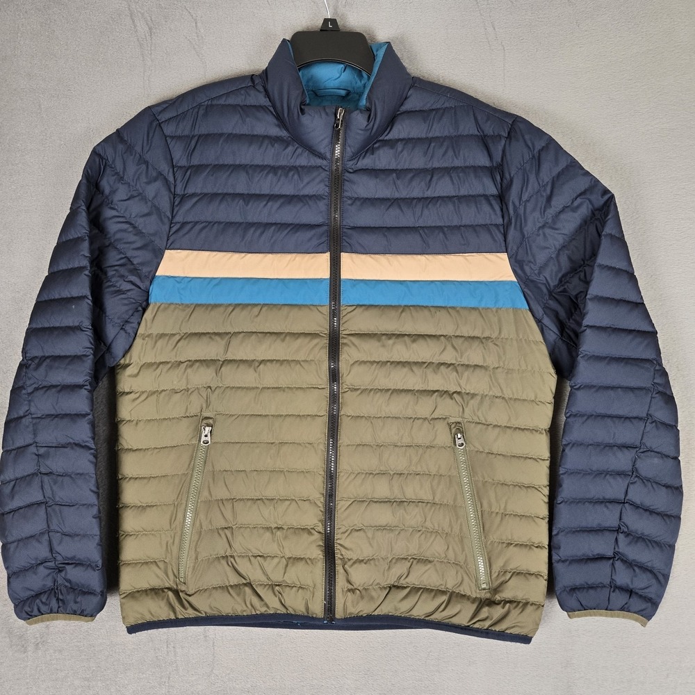 Brooks Brothers Jacket Mens XL Colorblock Duck Down Puffer Full Zip Blue Green